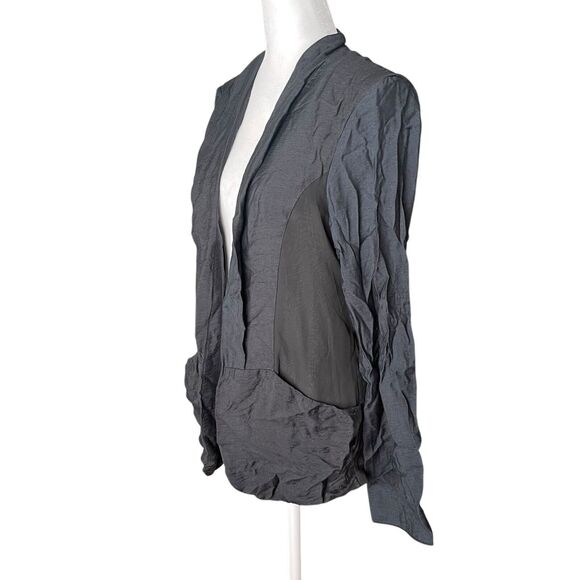 Silence + Noise Medium Thin Blazer Open Front Dark Blue Black Lightweight - Picture 7 of 12